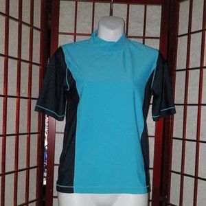 Mossimo Girls Athletic Fit Performance Shirt Blue Mock Neck